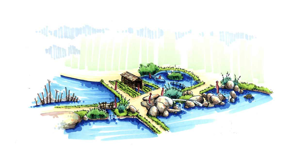 ilustración parque acuático
